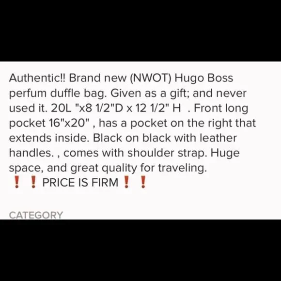 Hugo Boss perfume duffle Bag🎁